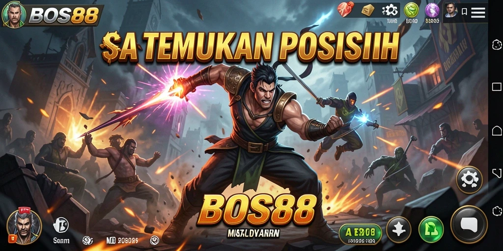 Screenshot gameplay menampilkan pertempuran seru di BOS88.
