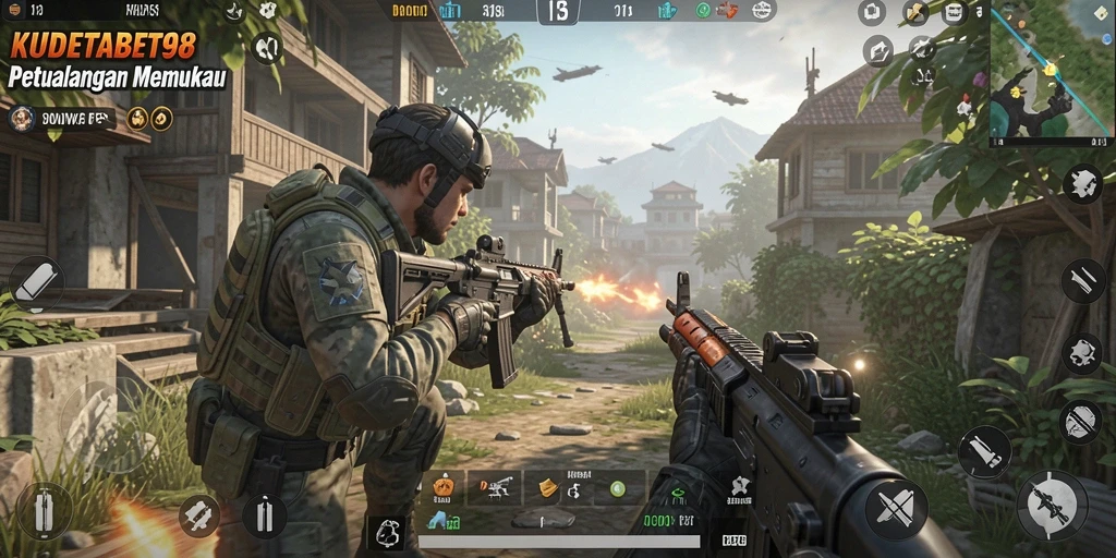 Tampilan gameplay seru di KUDETABET98 dengan aksi tembak-menembak yang intens.