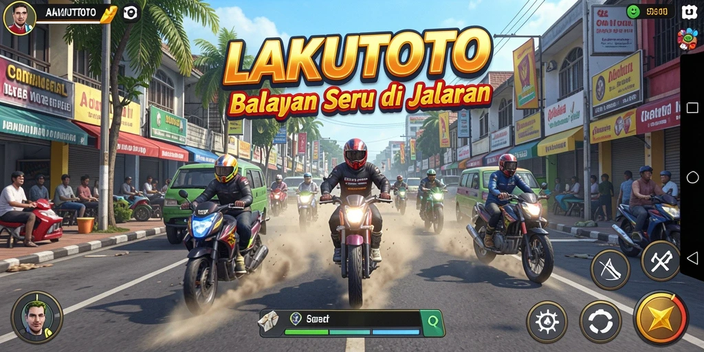 Gameplay seru di LAKUTOTO dengan balapan yang mendebarkan.