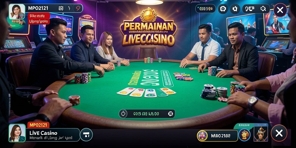 Screenshot MPO2121 menunjukkan gameplay Live Casino yang mengasyikkan dan interaktif.
