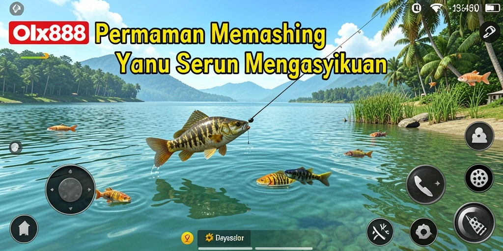 Tampilan gameplay OLX888 dengan suasana laut yang menawan dan ikan yang realistis.